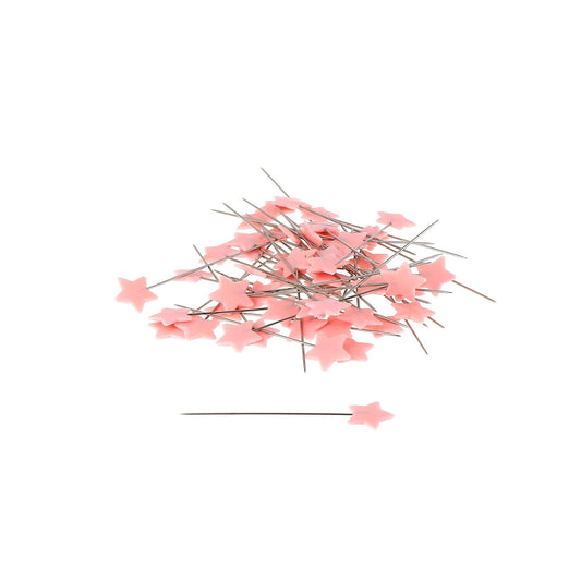 PLASTIC HEAD PINS 1 1/2"-42mm*0.55mm LIGHT PINK STAR Blistx100