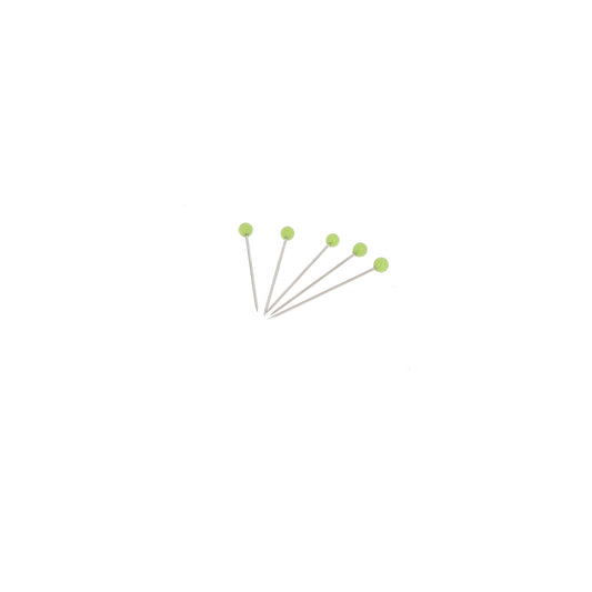 GLASS HEAD PINS - 1 "3/16 - BLISTER80pcs-Pea Green