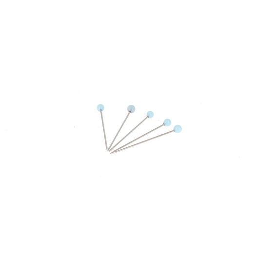 GLASS HEAD PINS - 1 "3/16 - BLISTER80pcs-Sky Blue